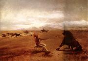 George Catlin Catching wild horses oil